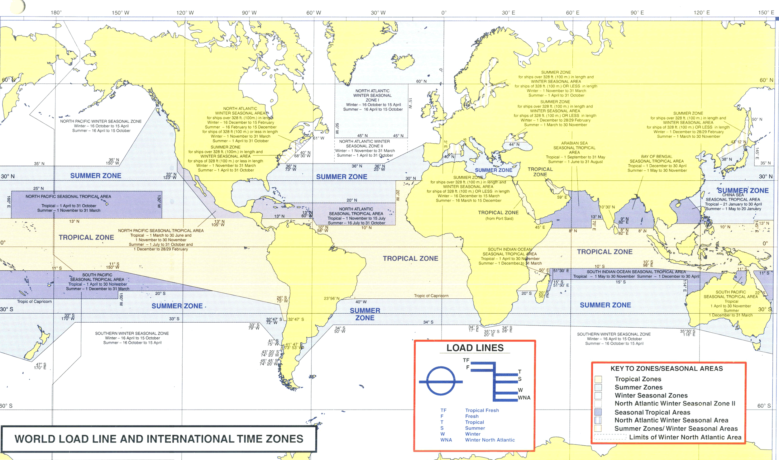 International Load Line Zone Chart Of The World